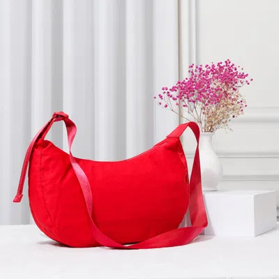 Fashnzfab Solid Nylon Sling Bag / Crossbody Bag In Red