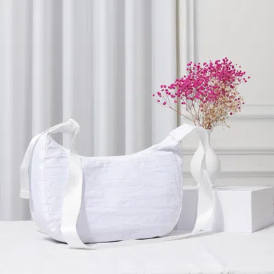 Fashnzfab Solid Nylon Sling Bag / Crossbody Bag In White