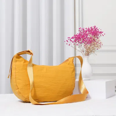 Fashnzfab Solid Nylon Sling Bag / Crossbody Bag In Yellow