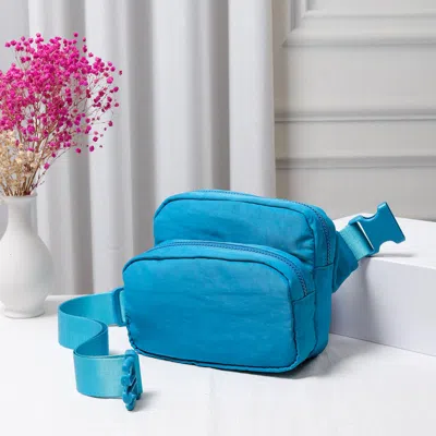 Fashnzfab Solid Nylon Sling Bag / Fanny Pack / Belt Bag In Blue