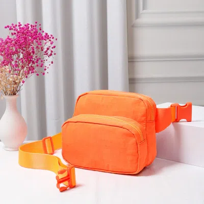 Fashnzfab Solid Nylon Sling Bag / Fanny Pack / Belt Bag In Orange