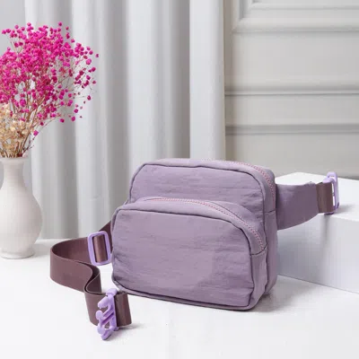 Fashnzfab Solid Nylon Sling Bag / Fanny Pack / Belt Bag In Purple