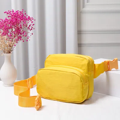 Fashnzfab Solid Nylon Sling Bag / Fanny Pack / Belt Bag In Yellow