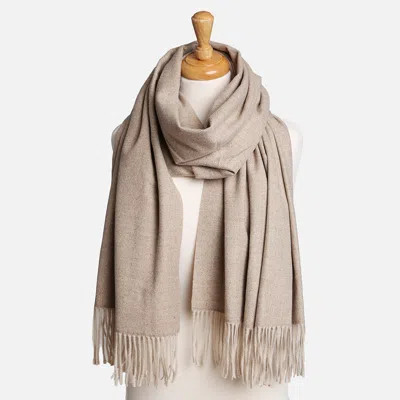 Fashnzfab Solid Oblong Scarf With Tassels In Sand