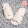 Fashnzfab Solid Open Toe Soft Home Indoor Floor Slippers Ivory M/l In Multi
