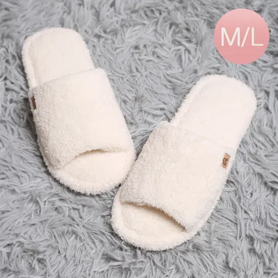Fashnzfab Solid Open Toe Soft Home Indoor Floor Slippers Ivory M/l In Multi