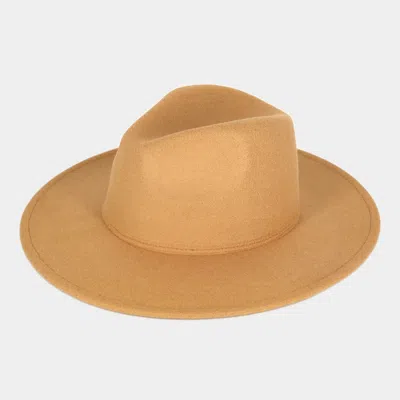 Fashnzfab Solid Panama / Fedora Hat In Beige