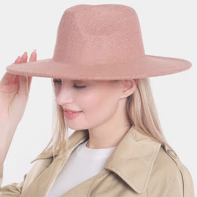 Fashnzfab Solid Panama Hat 15.7" X 14.6" In Pink