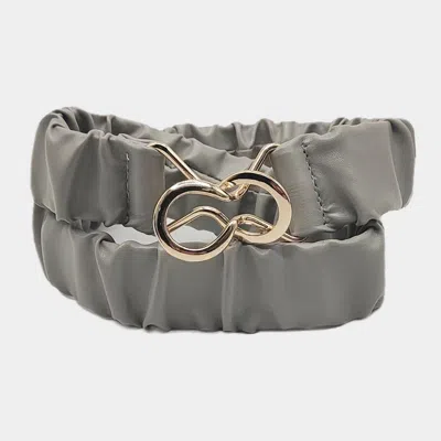 Fashnzfab Solid Pleated Faux Leather Scrunch Stretch Elastic Belt In Green