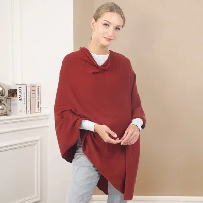 Fashnzfab Solid Poncho In Red