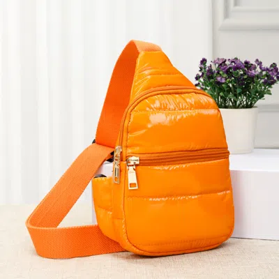 Fashnzfab Solid Puffer Mini Sling Bag In Orange