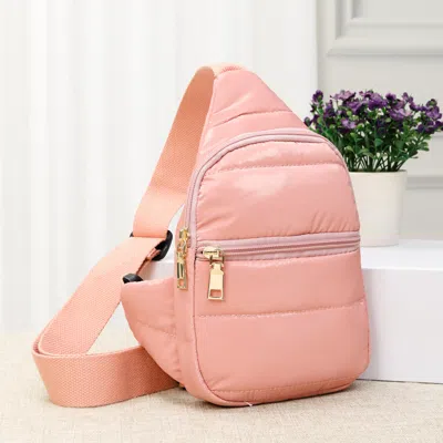 Fashnzfab Solid Puffer Mini Sling Bag In Pink
