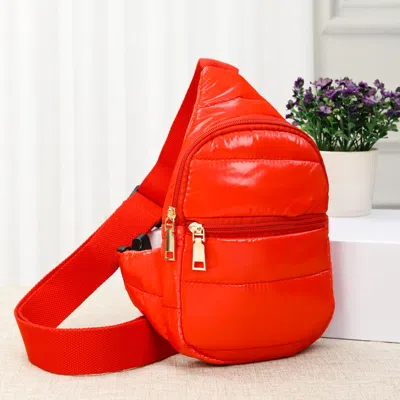 Fashnzfab Solid Puffer Mini Sling Bag In Red