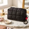 Fashnzfab Solid Quilted Cosmetic Pouch Bag In Black