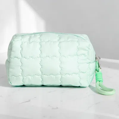 Fashnzfab Solid Quilted Cosmetic Pouch Bag In Green