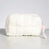 Fashnzfab Solid Quilted Cosmetic Pouch Bag In White