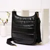 Fashnzfab Solid Quilted Shiny Puffer Crossbody Bag In Black