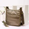 Fashnzfab Solid Quilted Shiny Puffer Crossbody Bag In Gold
