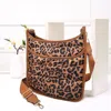 Fashnzfab Leopard Patterned Quilted Shiny Puffer Crossbody Bag In Multi