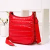 Fashnzfab Solid Quilted Shiny Puffer Crossbody Bag In Red