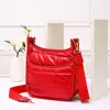 Fashnzfab Solid Quilted Shiny Puffer Mini Crossbody Bag In Red