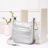 Fashnzfab Solid Quilted Shiny Puffer Mini Crossbody Bag In Silver