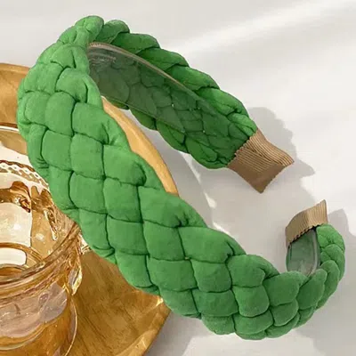 Fashnzfab Solid Raffia Braided Headband In Green
