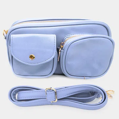 Fashnzfab Solid Rectangle Crossbody Bag In Blue