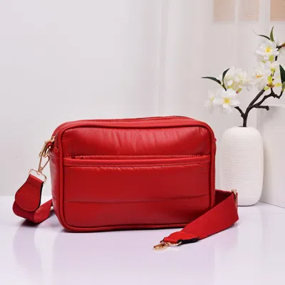 Fashnzfab Solid Rectangle Puffer Crossbody Bag In Red