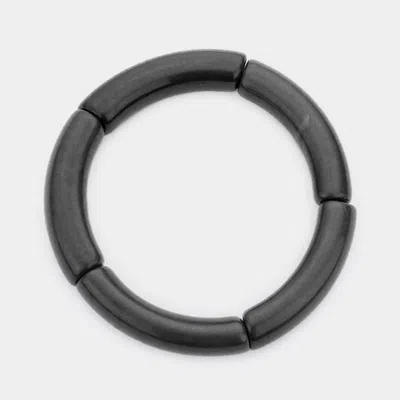 Fashnzfab Solid Resin Stretch Bracelet Jet Black