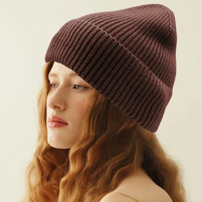 Fashnzfab Solid Rib Knit Cuff Beanie Hat In Brown