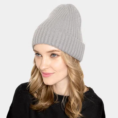 Fashnzfab Solid Ribbed Cuff Beanie Hat In Gray