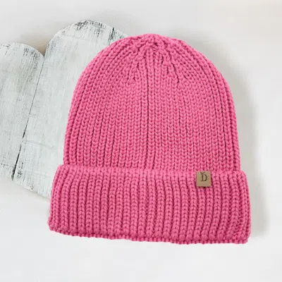 Fashnzfab Solid Ribbed Cuff Beanie Hat In Pink