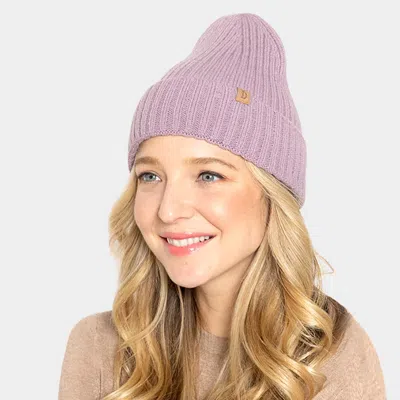Fashnzfab Solid Ribbed Cuff Beanie Hat In Purple