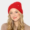 Fashnzfab Solid Ribbed Cuff Beanie Hat In Red