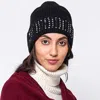 Fashnzfab Solid Ribbed Sequin Cuff Beanie Hat In Black