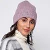 Fashnzfab Solid Ribbed Sequin Cuff Beanie Hat In Pink