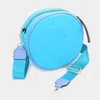 Fashnzfab Quilted Solid Round Crossbody Bag In Blue