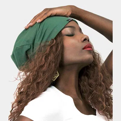 Fashnzfab Solid Satin Lined Beanie Hat In Green