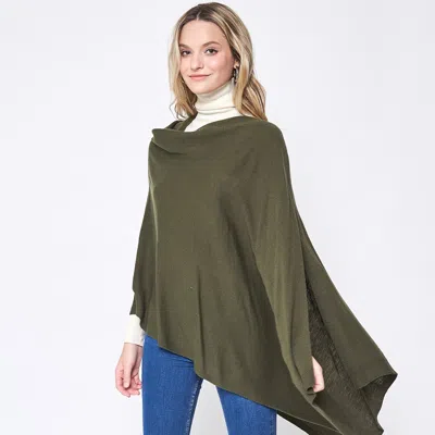 Fashnzfab Solid Scarf Poncho In Green