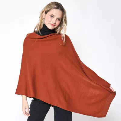 Fashnzfab Solid Scarf Poncho In Brown