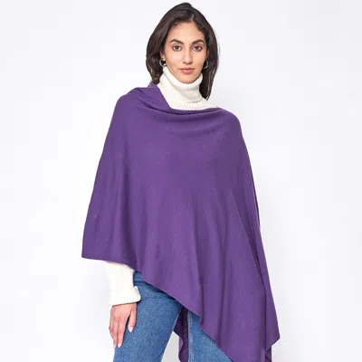 Fashnzfab Solid Scarf Poncho In Purple