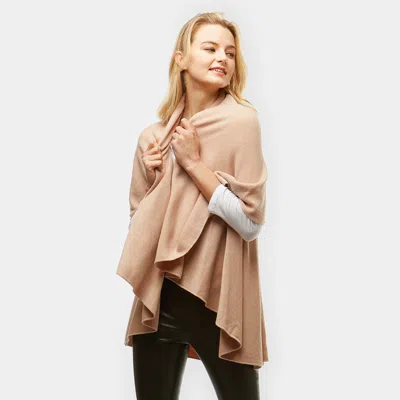 Fashnzfab Solid Shawl Cape Poncho In Neutral