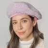 Fashnzfab Solid Sherpa Beret Hat In Purple