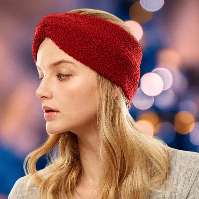 Fashnzfab Solid Sherpa Fleece Earmuff Headband In White