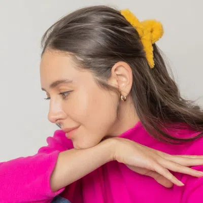 Fashnzfab Solid Sherpa Hair Claw Clip In Yellow