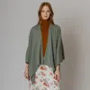 Fashnzfab Solid Shoulder Strap Ruana Poncho In Green