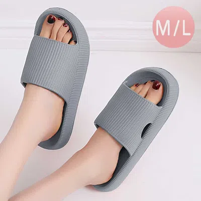 Fashnzfab Solid Soft Sole Slippers Gray M/l In Grey
