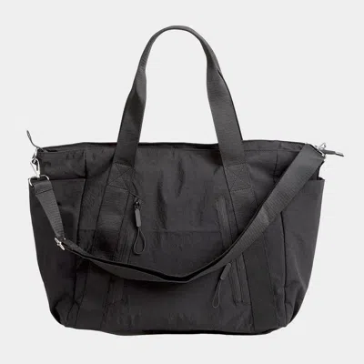 Fashnzfab Solid Spacious Multi Compartment Carryall Tote Bag In Black