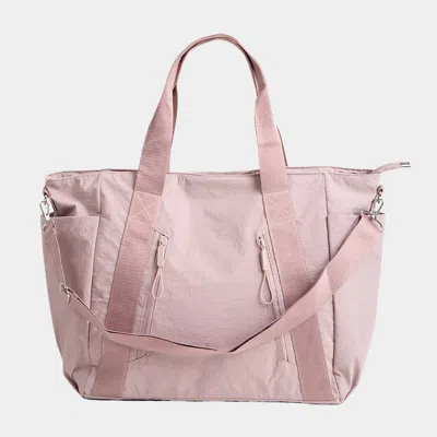 Fashnzfab Solid Spacious Multi Compartment Carryall Tote Bag In Pink